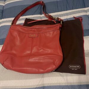 Leather handbag.